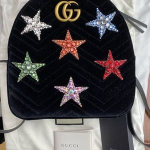 Gucci Marmont 2.0 Crystal Stars Velvet Backpack